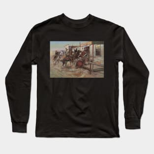 In Without Knocking by Charles Marion Russell Long Sleeve T-Shirt